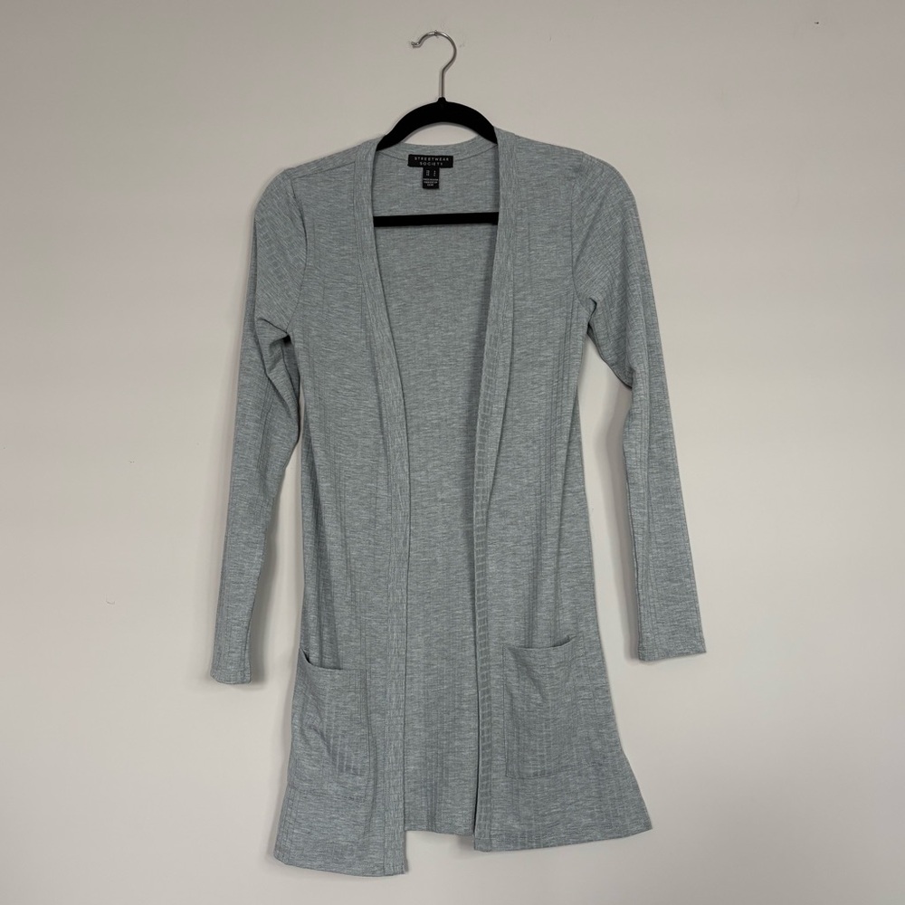 Streetwear Society Long Sleeve Light Grey Cardigan Size S (business casual)